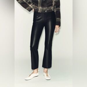 Faux Leather Mini Flare Leggings in Black